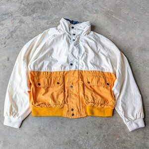 Vintage Oshkosh B'Gosh White Yellow Colorblock Windbreaker Bomber Jacket medium